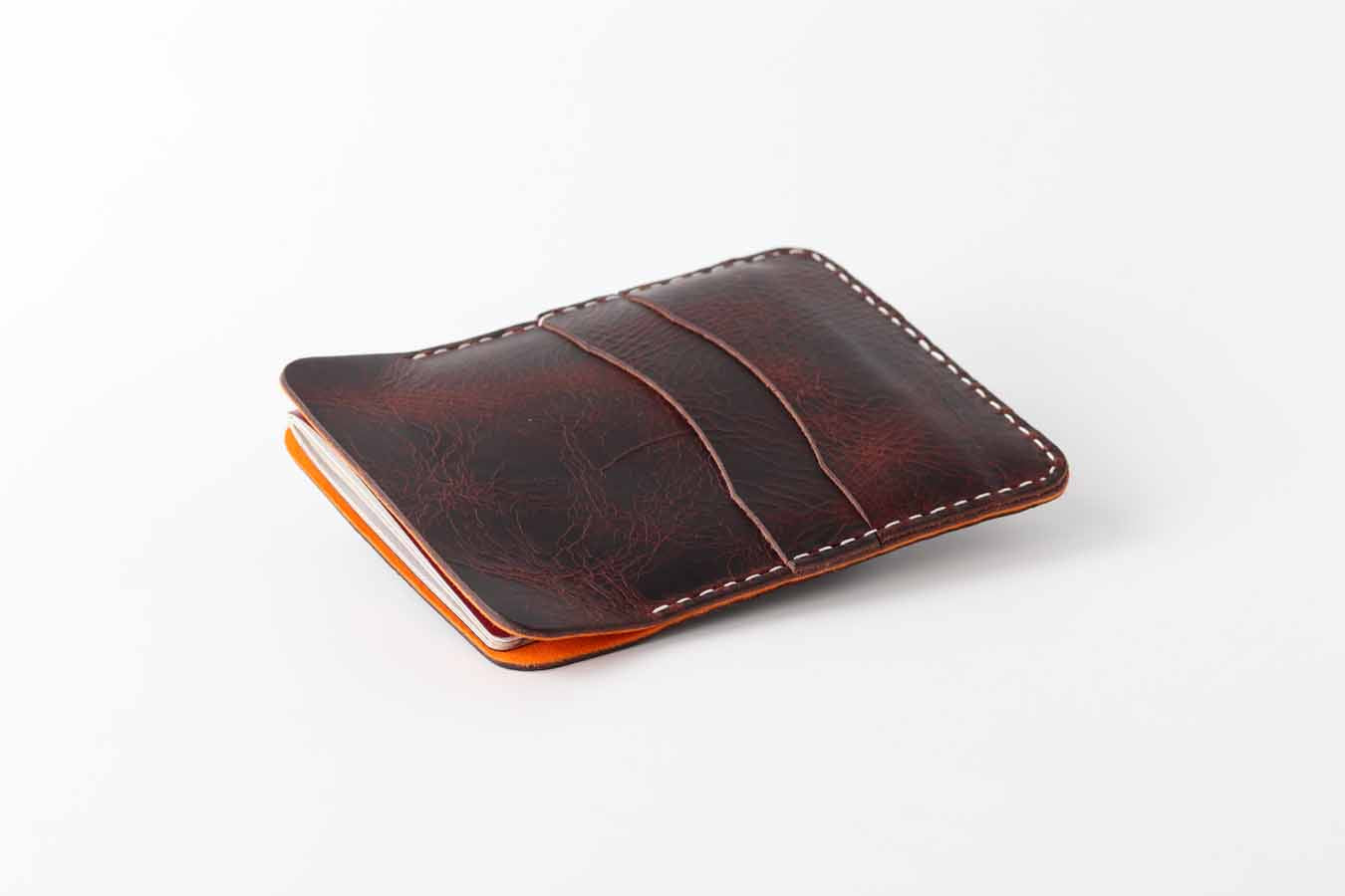 travel passport wallet organiser sleeve in dark brown and orange by kaseta