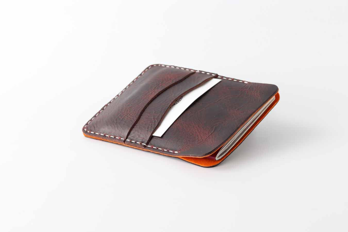 travel passport wallet organiser sleeve in dark brown and orange by kaseta