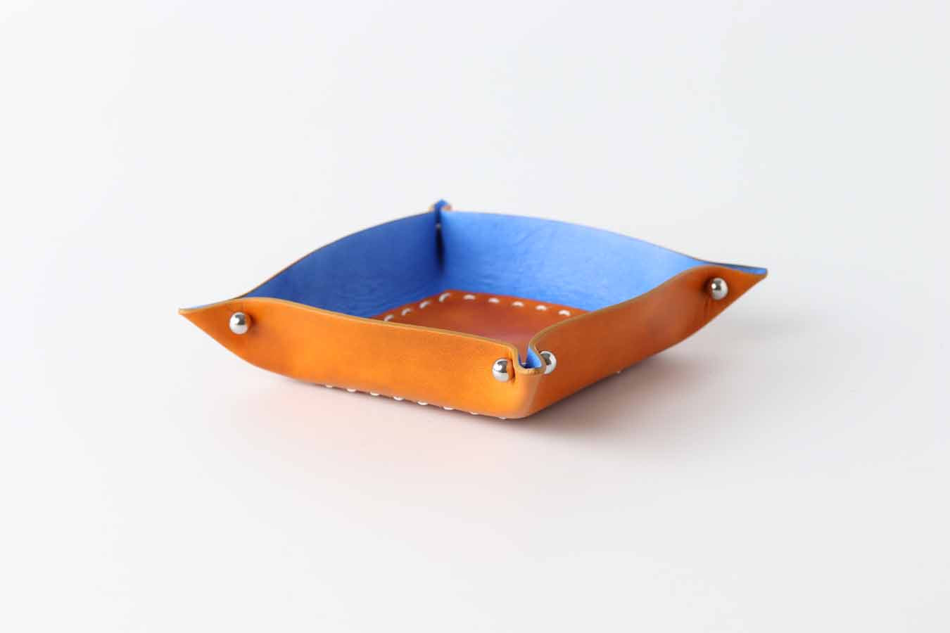 decorative leather tray tan