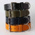 Italian leather dog collars by Kaseta in black,Olive green, navy blue and yellow colours