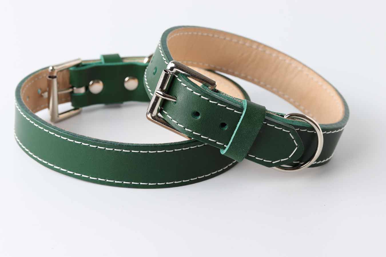 stitched padded leather collars 