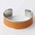 leather Tan cuff bracelet for women with stainless steel silver shine base by Kaseta