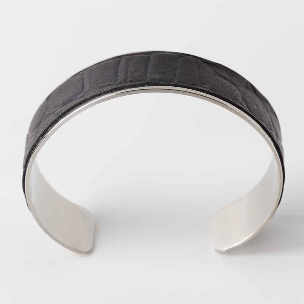 men's and women's cuff bracelet with black leather by Kaseta
