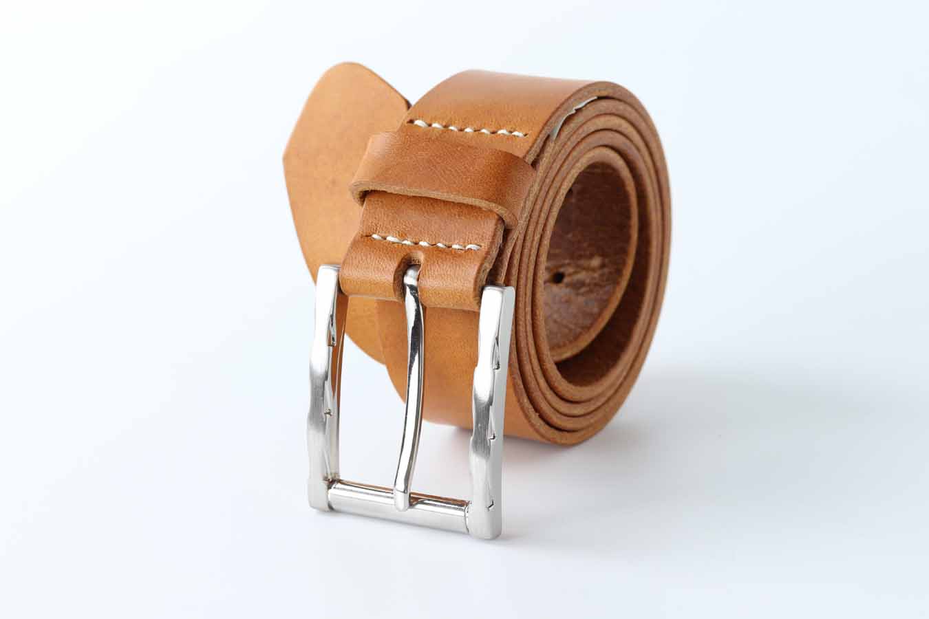 Tan mens leather belt made in UK