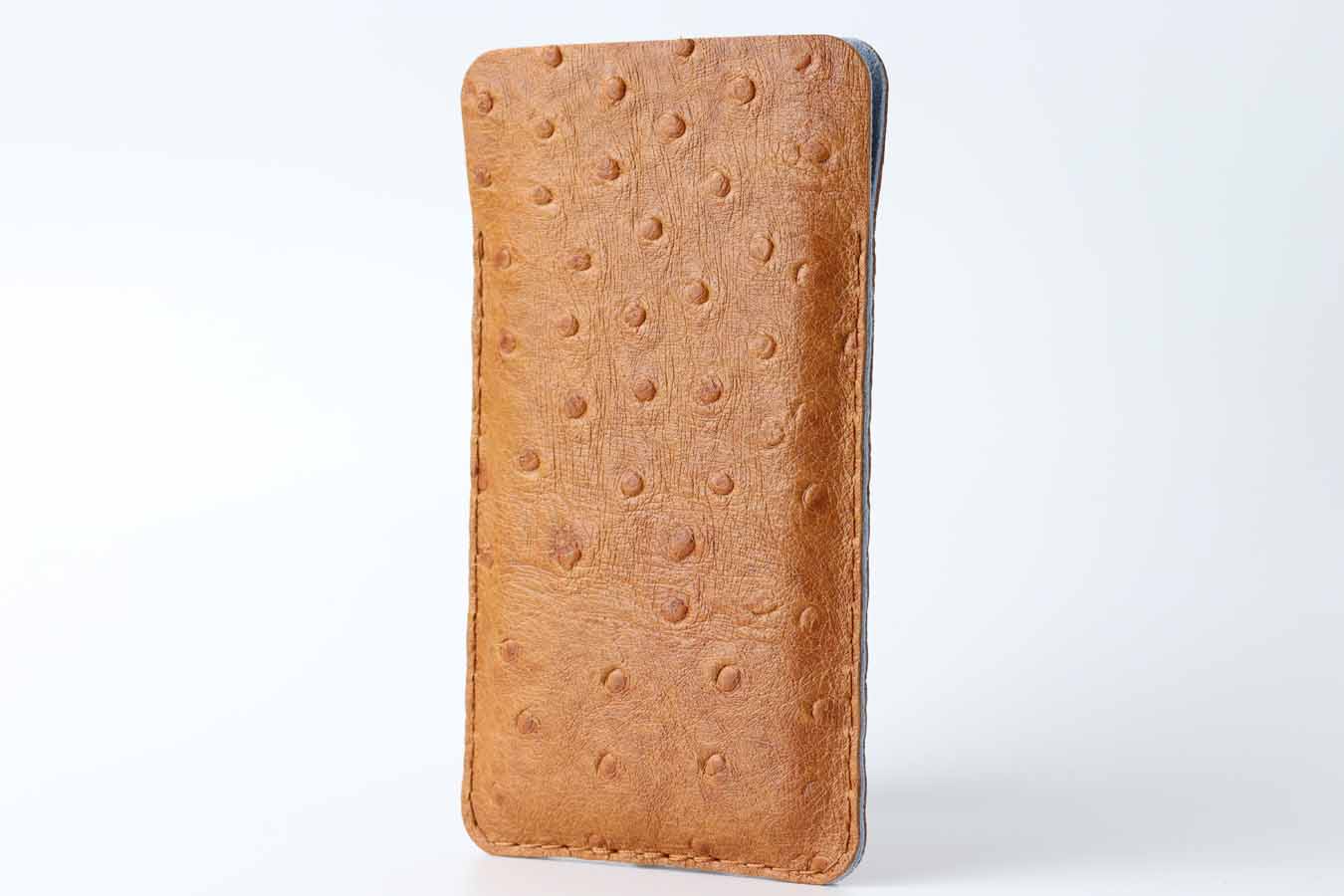 iPhone 14 ostrich leather sleeve / pouch / case