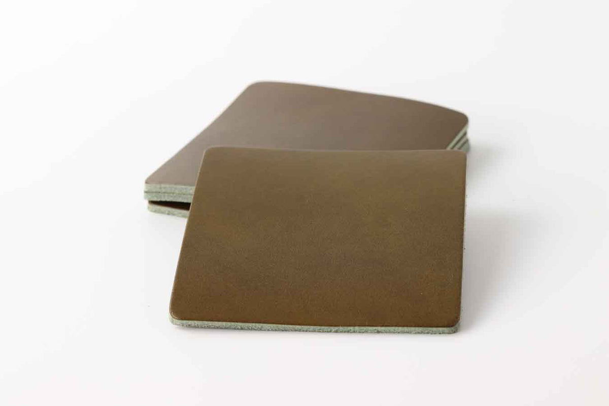 olive green beermat coaster set