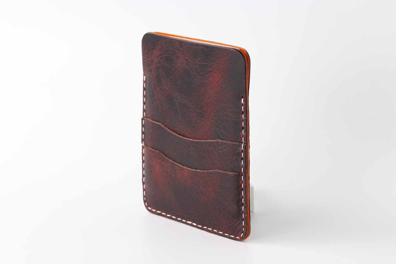 travel passport wallet organiser sleeve in dark brown and orange by kaseta