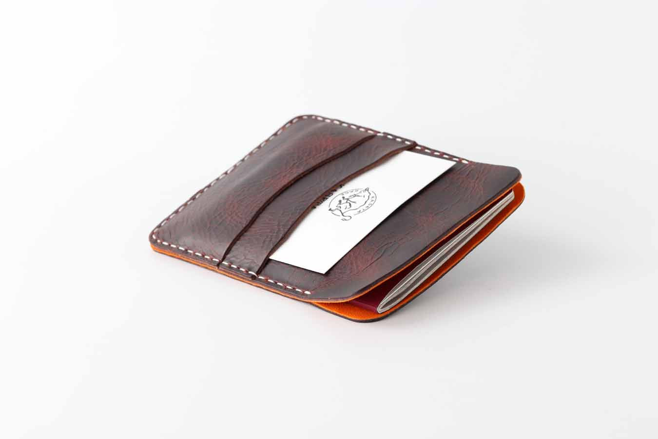 travel passport wallet organiser sleeve in dark brown and orange by kaseta