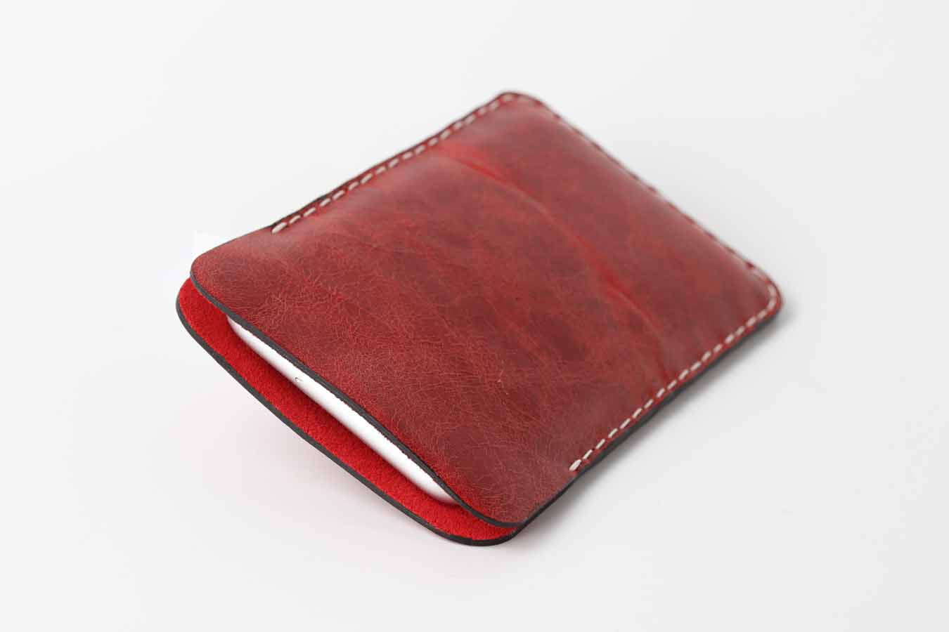 iPhone SE series and Iphone mini Series leather sleeve / red