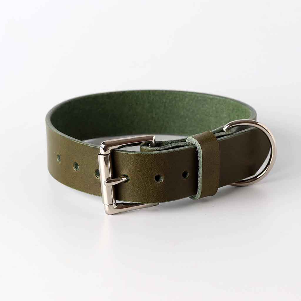 Olive green puppies collar by Kaseta