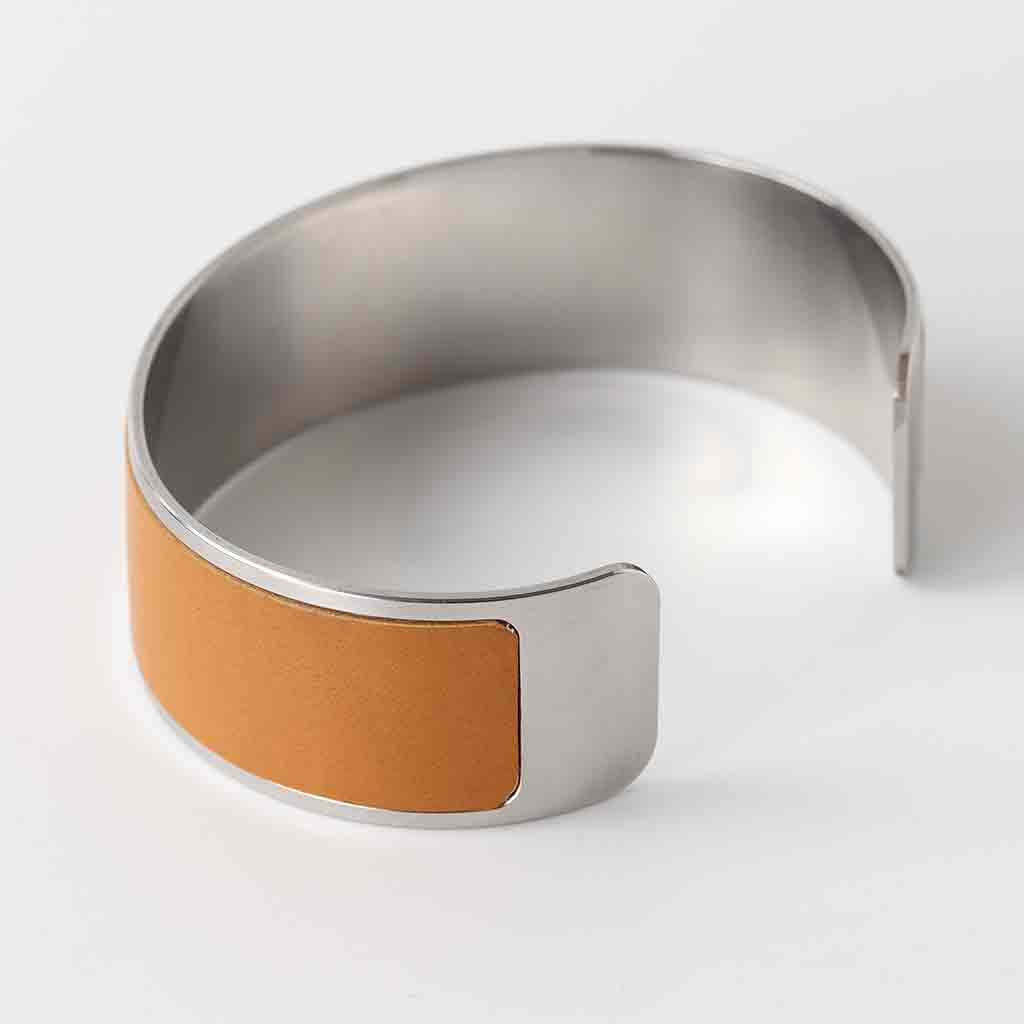 Kaseta cuff bracelet with tan leather