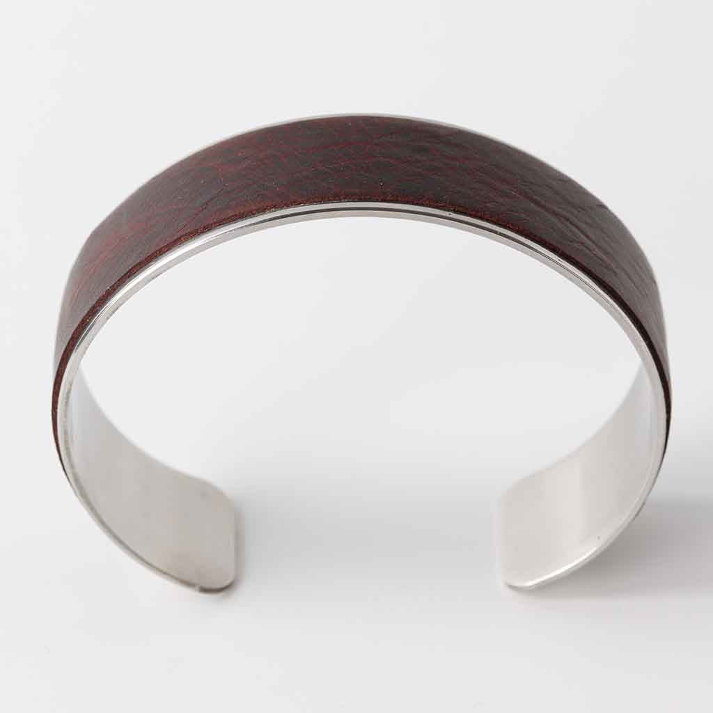 Men's cuff bracelet with dark brown leather by Kaseta
