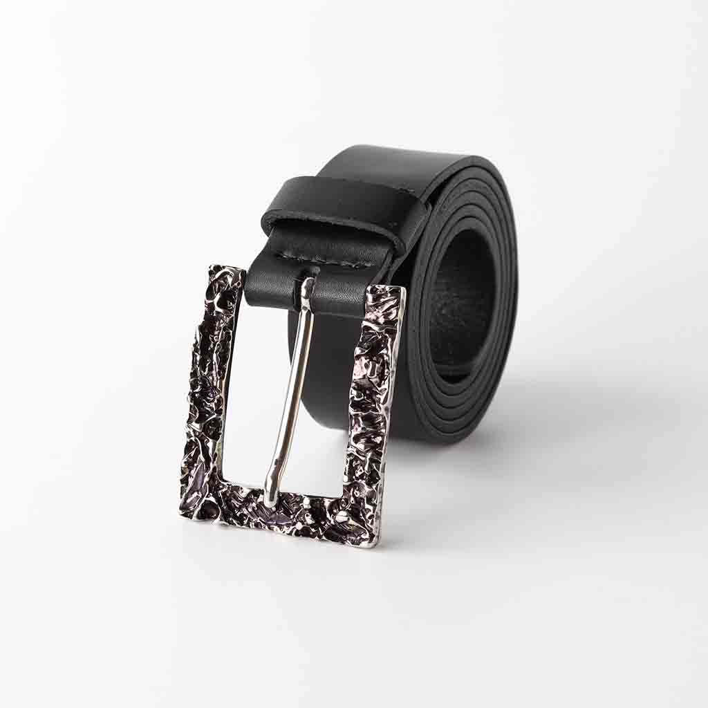 men's black leather belt