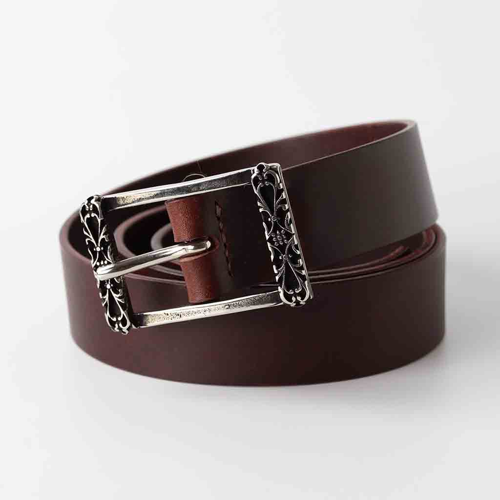 Savia chocolate brown women's belt by Kaseta with handcrafted buckle 