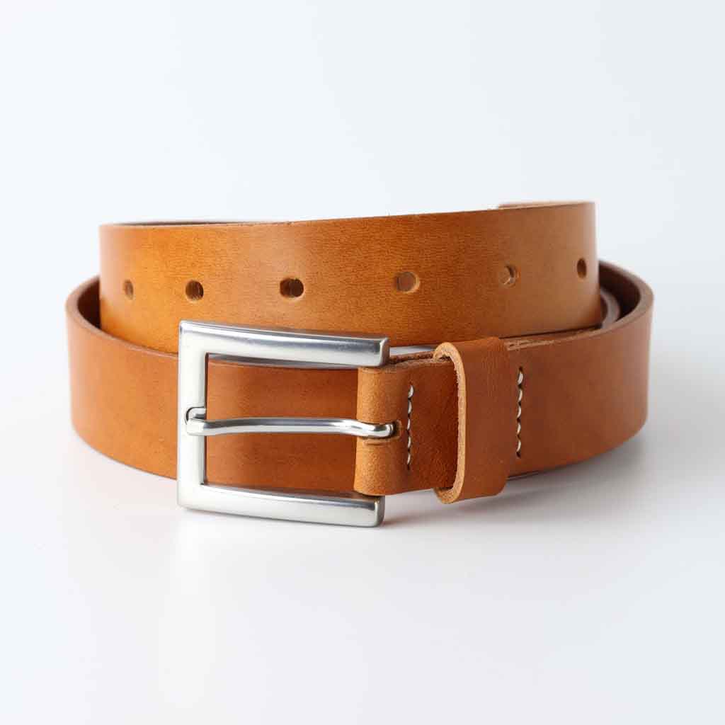 Handmade in UK Tan leather men's belt by Kaseta