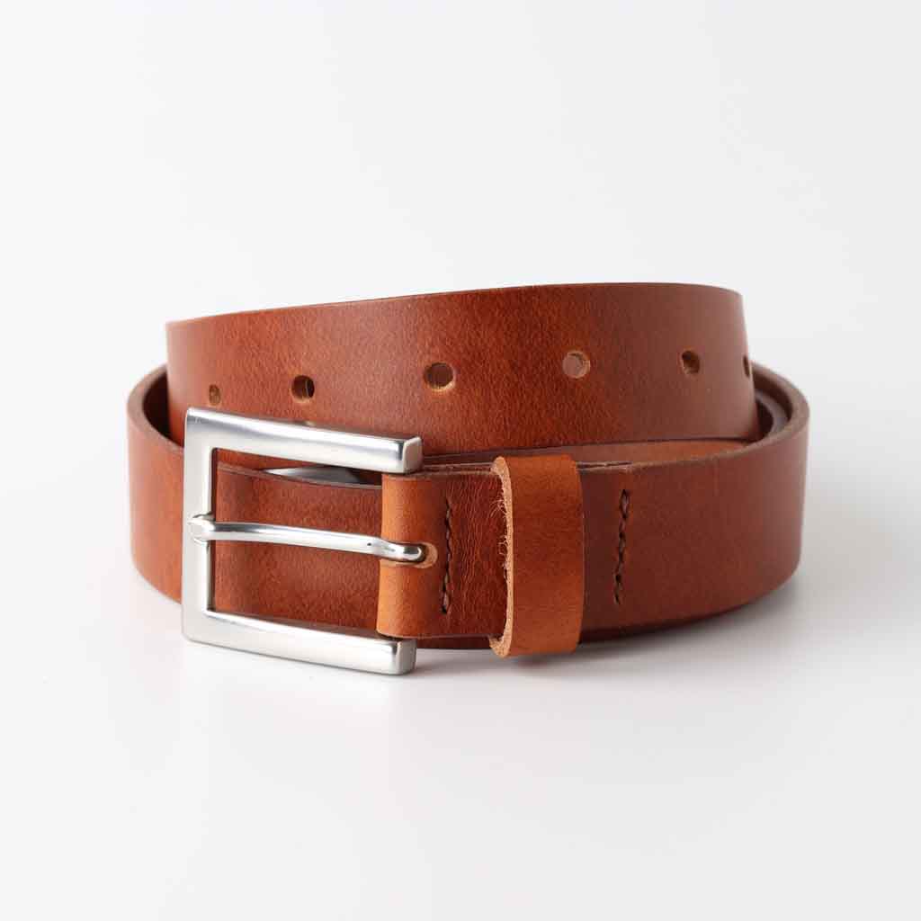 Handmade in UK brown leather belt for men by Kaseta