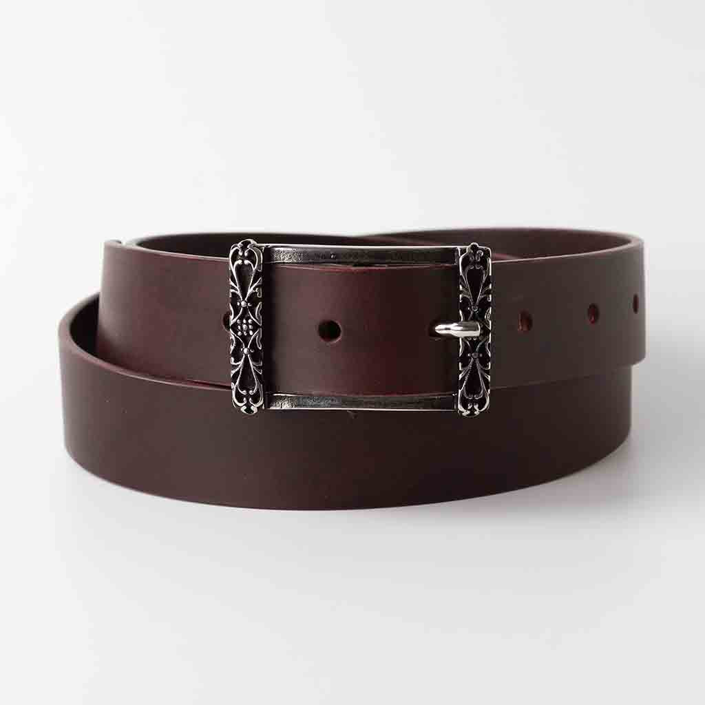 Brown womens leather belt Savia by Kaseta