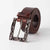 Kaseta casual unisex leather belt Laro  - chocolate with aged palladium plated handmade buckle 