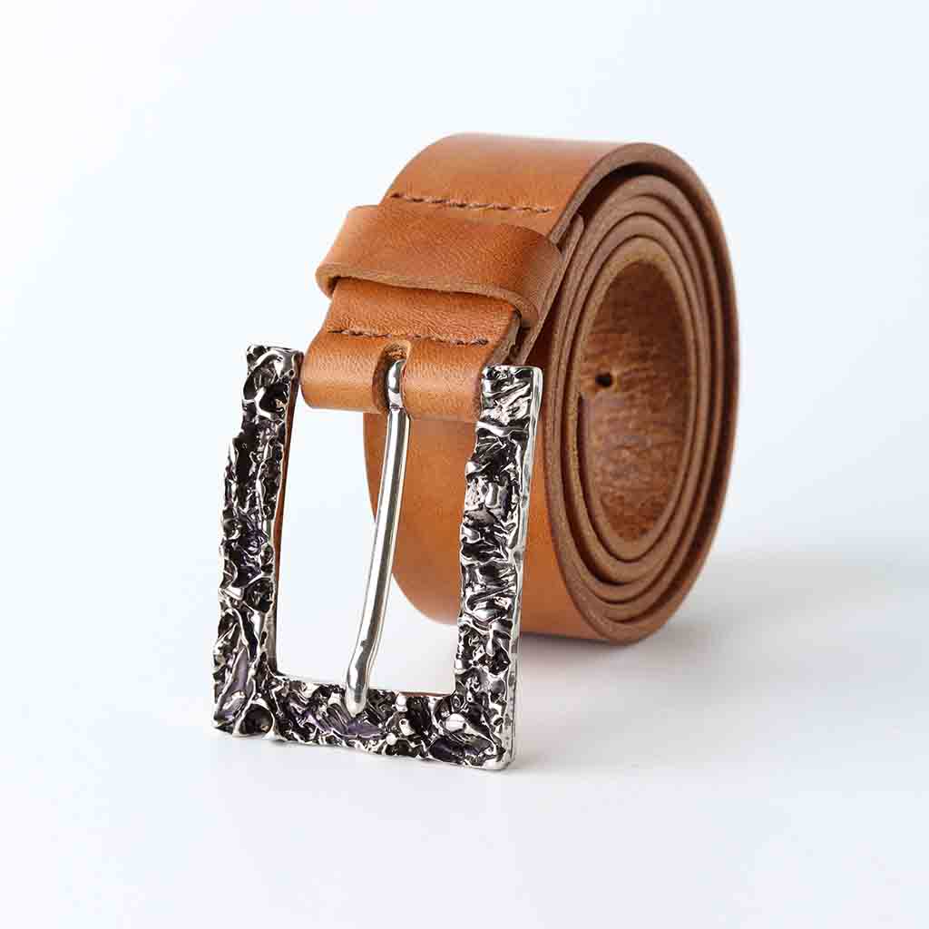 men's tan leather belt by Kaseta