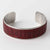 Burgundy leather cuff bracelet for women, with silver shine base, made from stainless steel and mock crock leather by Kaseta