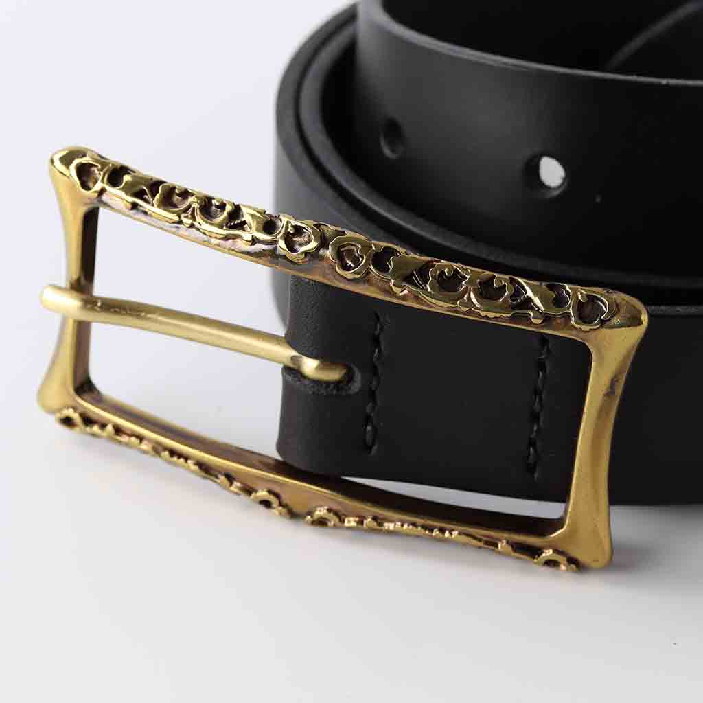 women's black leather belt 