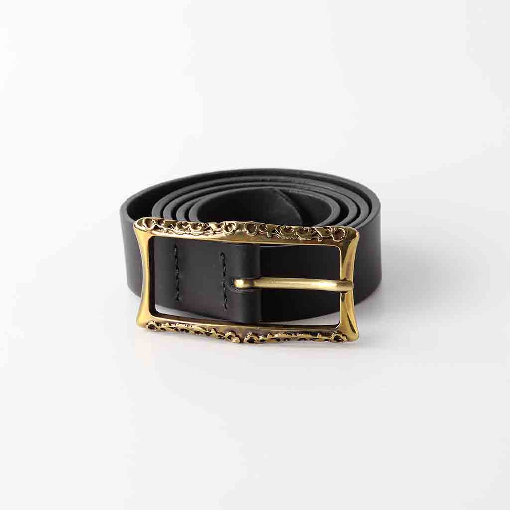 ladies black leather belt with ornate buckle by Kaseta 'Vesta'