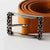 ladies tan leather belt Savia by Kaseta with palladium plated buckle