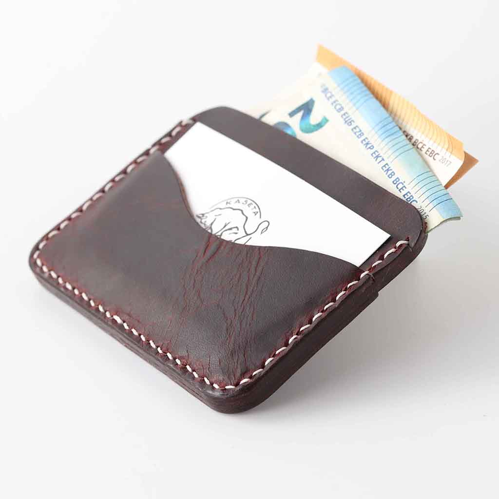 Chocolate leather cardholder wallet by Kaseta