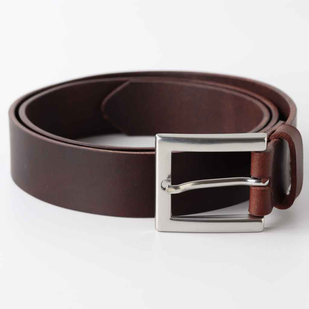 English chocolate leather belt for men by Kaseta