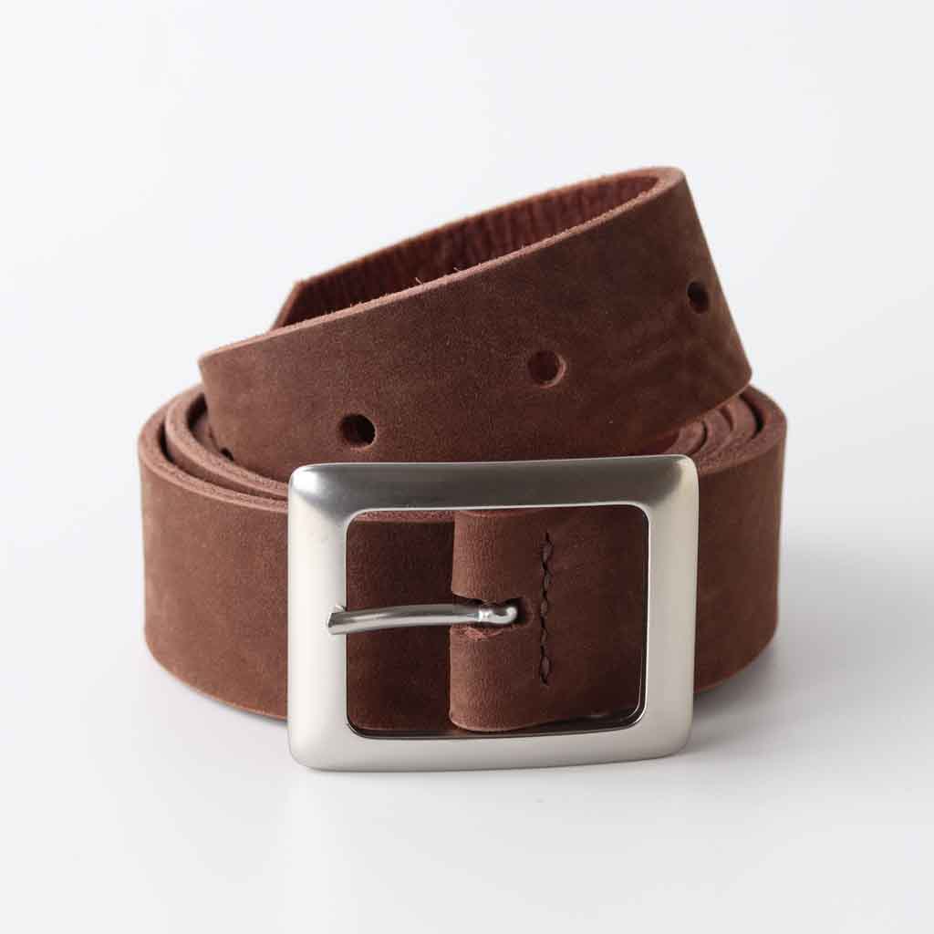 chocolate nubuck leather belt for ladies by Kaseta