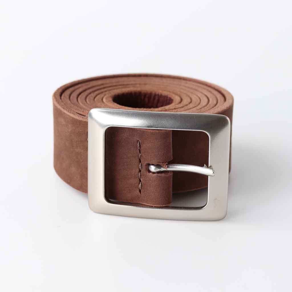 Women's leather belt in chocolate nubuck leather by Kaseta