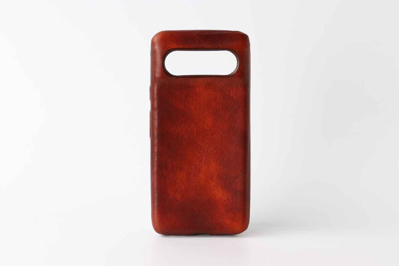 aged brown Patina looking leather case for google pixel 8  pro by Kaseta