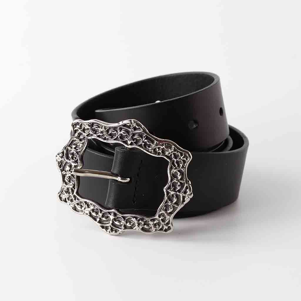 womens black leather belt Fina by Kaseta