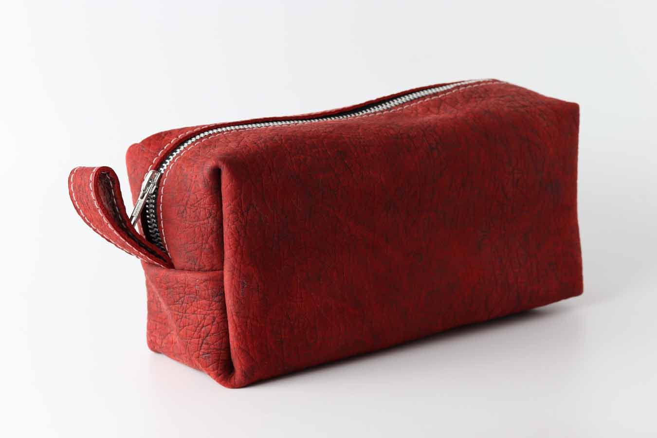 red leather men & women travel ditty kit bag