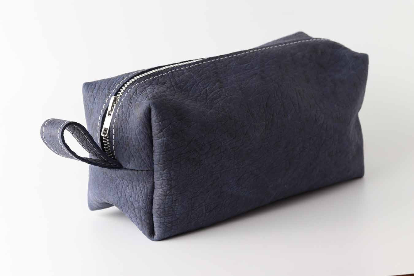 blue leather ditty bag