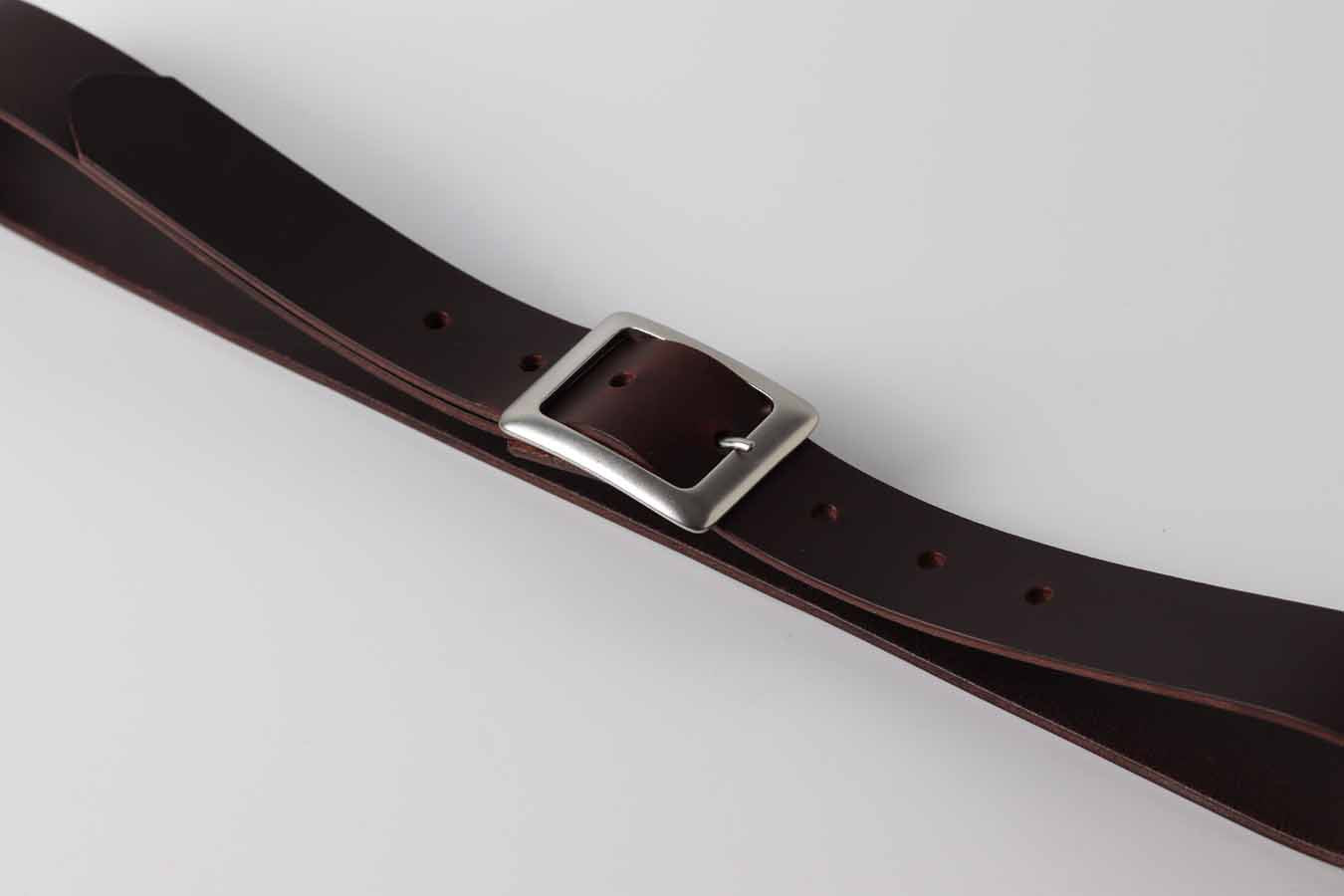unisex dark brown leather belt / classic buckle