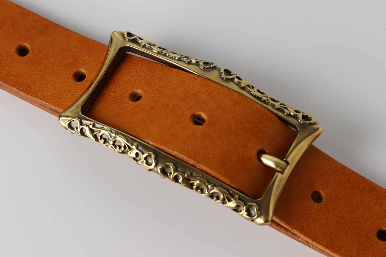 waist leather belt / Kaseta / tan leather belt