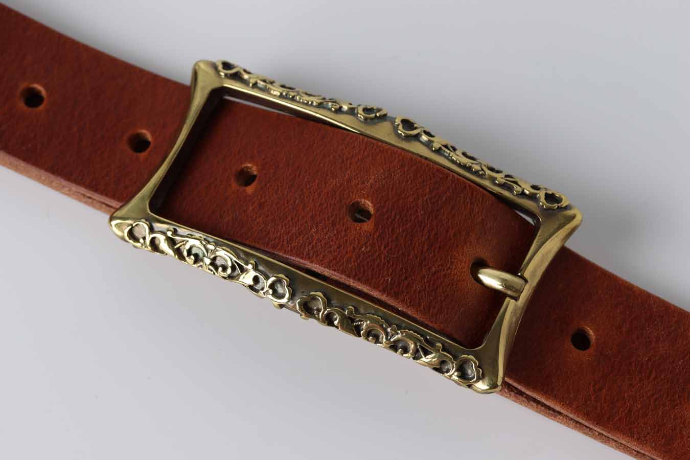 waist leather belt / Kaseta / Brown leather belt
