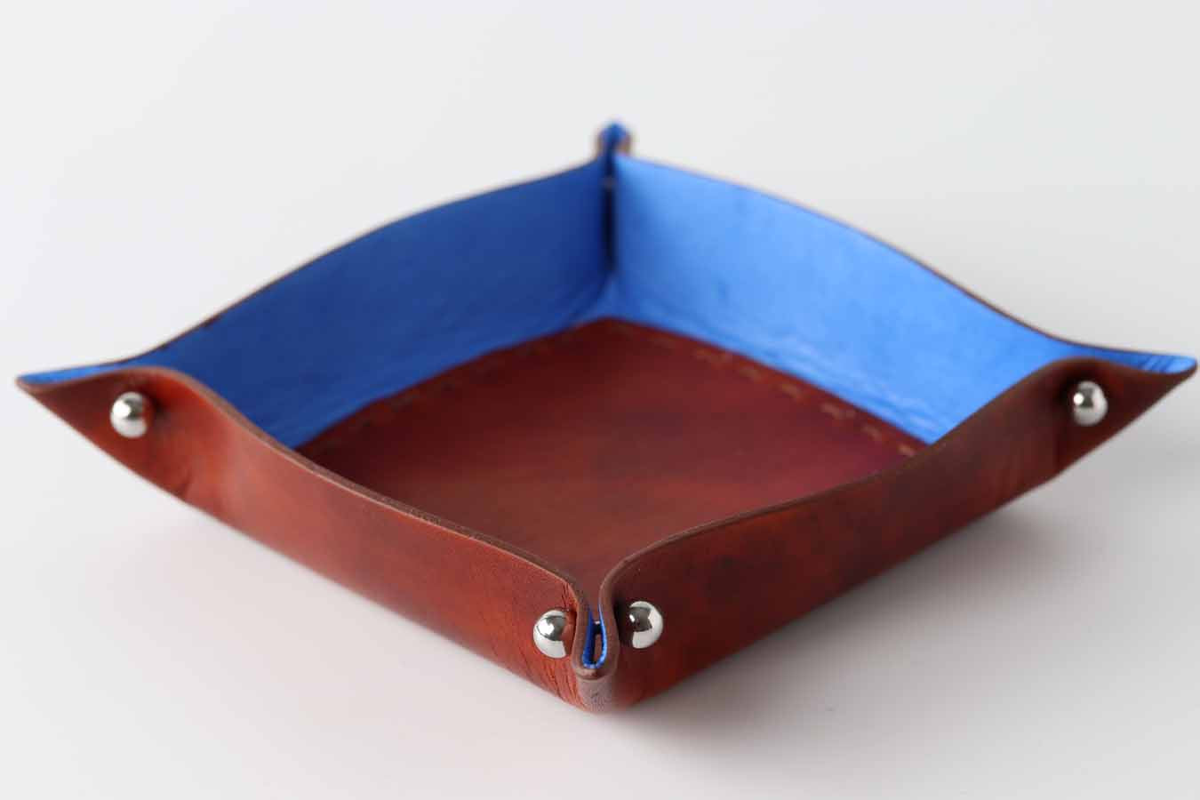 Office brown leather tray