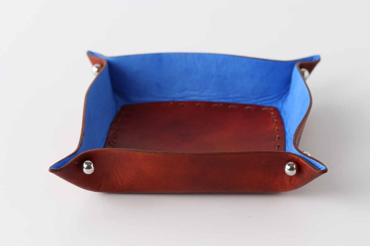 brown leather valet tray