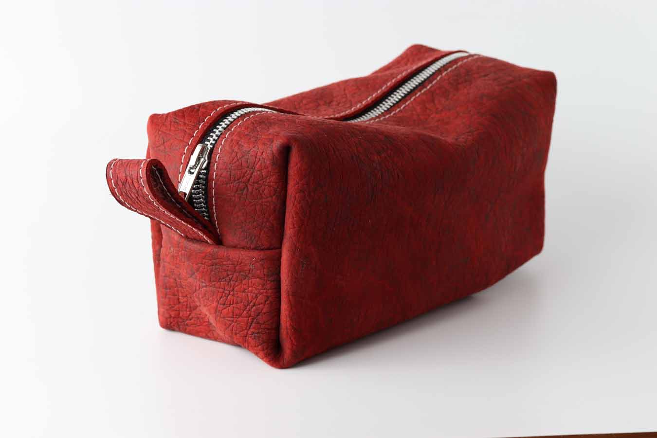 red leather Toiletry Storage Kit & Travel Case