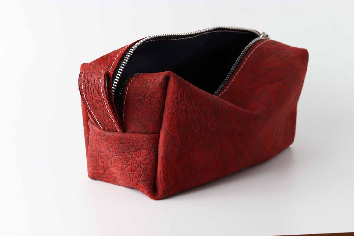 red leather men &amp; women travel dopp kit bag