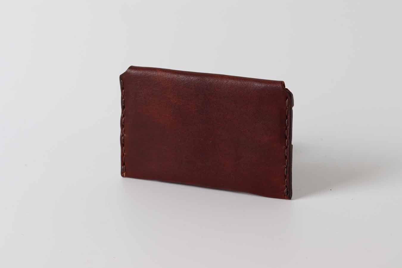 Back of dark brown leather card holder